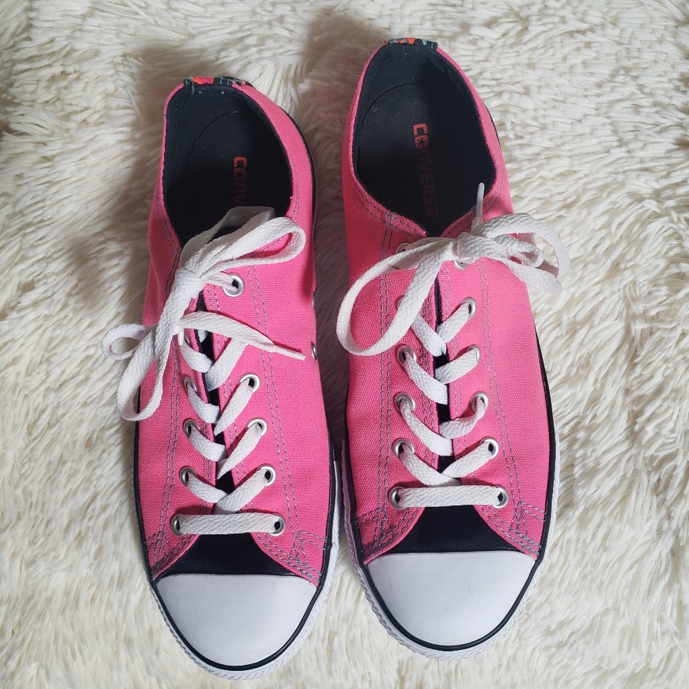 Converse Pink and Black Floral Colorful Canvas Sneakers